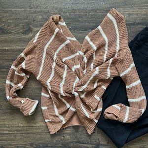 Women’s medium active USA Twisted low back striped brown sweater